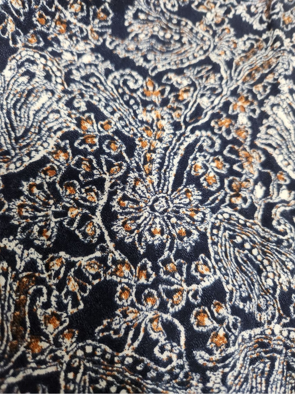 Treasure & Bond Balloon Long Sleeve Peplum Top in Navy Antique Floral Paisley. - Picture 13 of 14